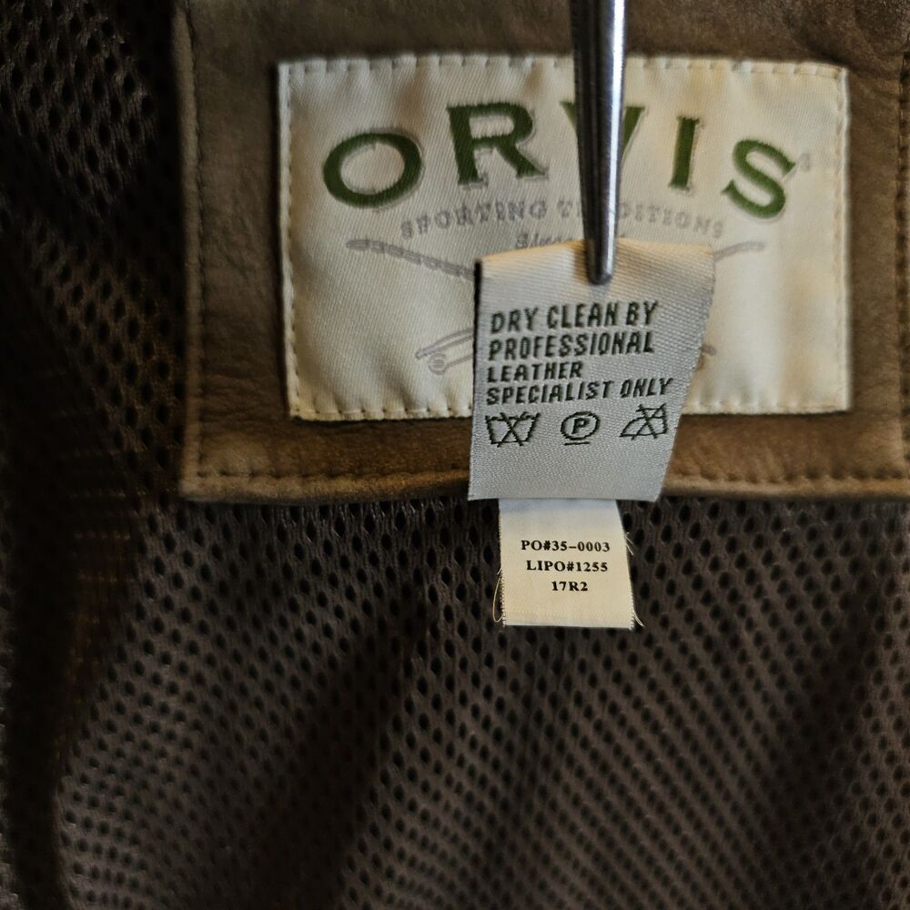 Orvis Leather Field Jacket Mens 46 Brown Blazer Hunting Coat Bandara Zambezi - Picture 8 of 10